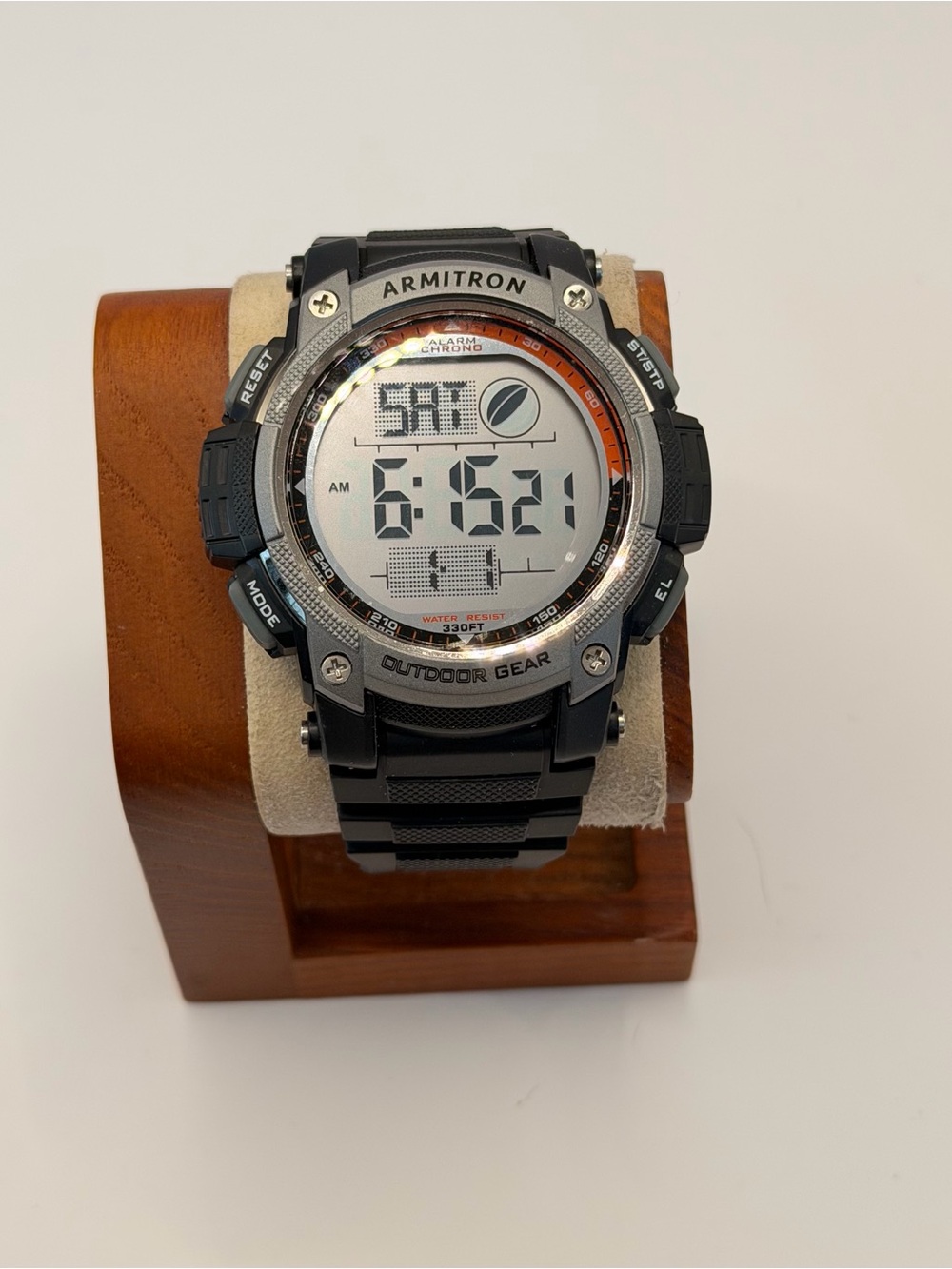 Armitron Pro Sport Digital Watch Mens 54mm Black Alarm Chronograph New Battery